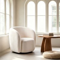Fauteuil d'appoint pivotant beige CARLFORD, fauteuil barillet moelleux pour salon, Poltronas, fauteuil barillet pivotant, chaises de salon