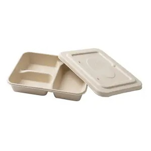 Embalaje Biodegradable de alimentos para llevar comida, caja de almuerzo con 6 compartimentos, bandeja para comida