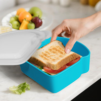 Boîte à lunch en silicone pour enfants, vente en gros d'usine - Boîte bento portable pour conserver les aliments avec couvercle, capacité 301-500 ml, forme carrée