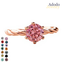 Bijoux fins, bague solitaire en argent sterling 925 plaqué or rose, coupe ronde, 1 carat, VVS GRA, moissanite rose, pour femmes