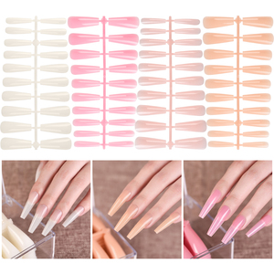 22*20 Uñas Postizas con Forma de Ataúd, Cobertura Completa, Estilo Francés, Largas, Resistentes, de ABS, en Caja - Product Image 5