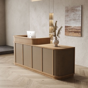 Leather Reception Desk Storage Wabi-Sabi Minimalist Modern Design for Commercial Use Restaurants Beauty Salons <strong>Wellness</strong> Centers - Product Image 4