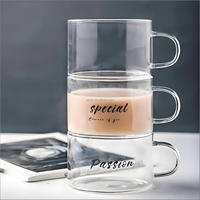 Grande tasse en verre de 500 ml avec poignée - Utilisation à la maison et au bureau Idéale comme tasse à eau, tasse à thé, tasse à dessert et tasse à petit-déjeuner à l'avoine