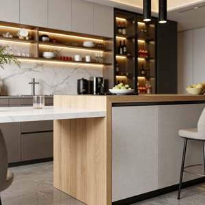 Armoires de cuisine en verre de luxe, Armario De Cocina, avec éclairage LED, panneau mat, îlot de cuisine, fabrication sur mesure, approvisionnement direct d'usine - Product Image 6