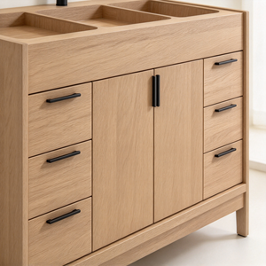 Base de tocador minimalista independiente de madera con cajón y estante, armario de almacenamiento personalizado para renovación de apartamentos - Product Image 1