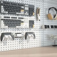 Sistem Organizer Dinding Pegboard Logam Poegboard dengan Pengait dan Penyangga untuk Penyimpanan Peralatan Gaming, Kantor, Garasi