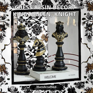 Sculpture artisanale en résine, design moderne, thème échecs transfrontaliers, Roi, Reine, Chevalier, pour décoration intérieure, fenêtre et bureau, cadeau de fêtes - Product Image 2