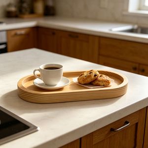 <b>Pine</b> Wood Serving Tray Rectangular Solid Wood Heat Resistant For Hotel <b>Coffee</b> Tea - Product Image 3