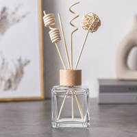 Bouteille diffuseur de parfum en verre carré transparent de 200 ml, vide, pour huiles aromatiques et diffuseurs à bâtonnets