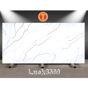Îlot de cuisine rectangulaire moderne avec plateau en pierre de quartz artificielle, blanc, écologique, durable, poli, pour maison/chambre/hôtel - Product Image 1
