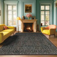 Tapis vert moderne 8x10, lavable, antidérapant, pour salon, chambre à coucher, décoration intérieure