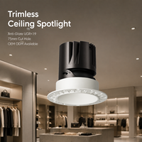 Spot encastré LED COB sans cadre 12W en aluminium, anti-éblouissement, downlight sans cadre, trou de découpe de 75 mm, éclairage intérieur LP-AJ8292-RTA-0