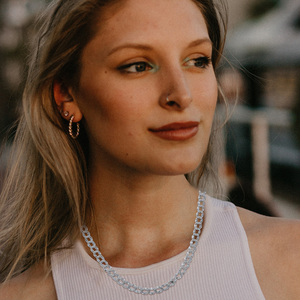 Thời Trang Hiphop Đồ Trang Sức 925 Sterling <span class=keywords><strong>Silver</strong></span> Rhodium 5Mm Chiều Rộng 24Inch Chiều Dài Cuba Chuỗi Vòng Cổ - Product Image 6