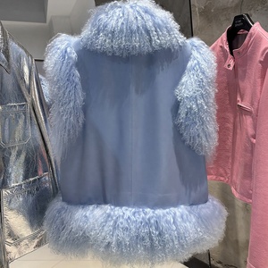 2025 Autumn <strong>Sleeveless</strong> Real Mongolia Sheep Fur Vest Women Genuine <strong>Leather</strong> Vest <strong>Jacket</strong> - Product Image 2