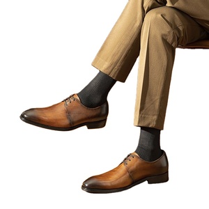 Handmade Men's Dress Shoes Oxfords Formal Leather Lightweight Anti-Slip <b>Pointed</b> Toe Office Career 48-Hour Delivery Breathable - Product Image 1