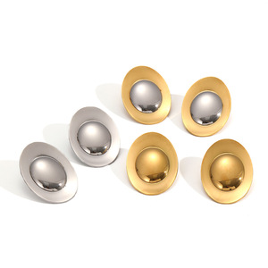<b>Stud</b> Earrings Oval Geometric Gold Plated <b>Titanium</b> Steel For Women Everyday Wear - Product Image 5
