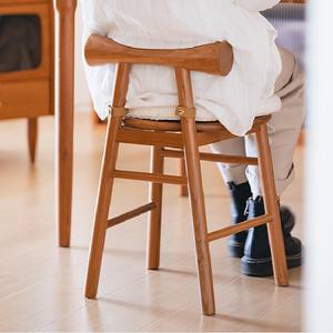 Taburete Butterfly de madera maciza de cerezo, taburete redondo para tocador con respaldo, cojín extraíble, silla de maquillaje para dormitorio - Product Image 3