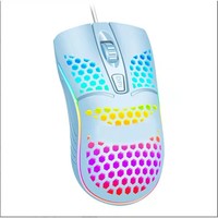Souris d'ordinateur filaire USB multicolore pour joueurs, design alvéolé léger, jeu 4D, rétroéclairage RVB universel, souris optique à design creux 1600