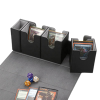 Étui en cuir PU double couche de qualité supérieure pour jeux de société, boîte amovible quatre-en-un pour cartes à jouer, format plat