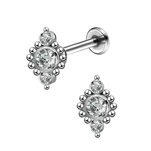 New Arrival Surgical Steel Earring Stud Opal Threadless Chain Dangle End Lip Or Piercing Labret
