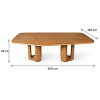 Table de salle à manger en bois de 250 cm, grande table de conférence moderne à double base avec finition en bois naturel pour hôtel et bureau (vente en gros)