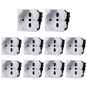 Enchufe de Pared Gloca Schuko 2P+T 10/16A 230V, Juego de 10 Enchufes Estándar de Plástico con Conexión a Tierra - Product Image 1