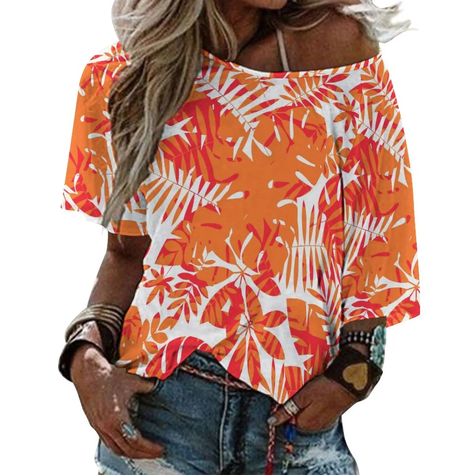 clothing manufacturers custrom pacific island tropical pattern funny floral print clothing woman tops & shirts