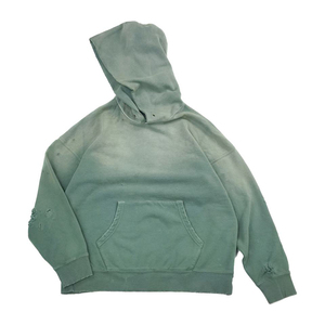 Wholesale Custom Washed Hoodie No Strings Oversized French Terry <b>Sweatshirts</b> Men <b>Vintage</b> Distressed Hoodie - Product Image 2