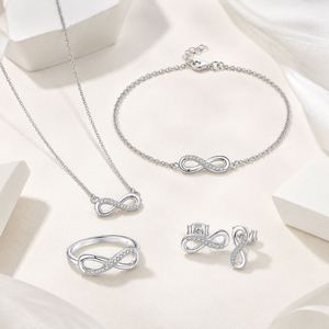Eternal Love <b>Infinity</b> Jewelry Set Rhodium Plated Necklace <b>Bracelet</b> Ring Earrings <b>Infinity</b> 925 Sterling Silver Jewelry Set - Product Image 2