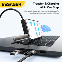 ESSAGER ES-X86 E-Marker 2 en 1, Cable de Carga Rápida USB Tipo C a C de 27W 240W con Soporte Invisible para Teléfono para iPhone y Samsung
