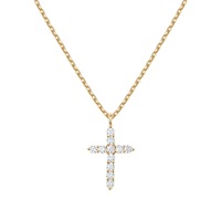 Collier Pendentif Croix Bling Glacé Multi-Diamants d'Eau Douce Protection UV Plaqué Or 18 carats Exclusif Influenceur