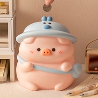 Dudu Cochon Tirelire Jouet de Dessin Animé pour Enfant Poupée en Vinyle Anti-goutte Tirelire Grande Capacité Peut Stocker les Cadeaux Souhaitables