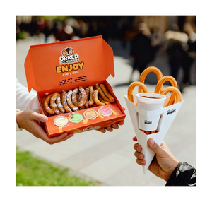 Caja de papel para patatas fritas para llevar comida personalizada, caja de papel desechable para <span class=keywords><strong>Churros</strong></span> con agujeros para salsa, caja de embalaje para <span class=keywords><strong>Churros</strong></span> - Product Image 1