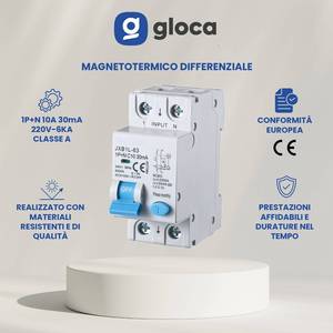 Interruptor Diferencial Gloca 1P+N C10 30mA 220V 6kA RCBO Clase A Montaje DIN - Product Image 5