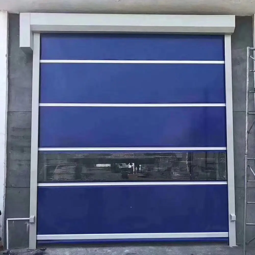 Puerta rápida de PVC suave industrial personalizada de fábrica, puerta de seguridad flexible resistente al viento para garaje