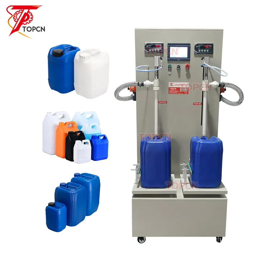 Semi Automatic Double Heads Plastic Anti Corrosion Toliet Liquid Cleaner Chlorine Bleaching Water Oil Can Weight Filling Machine