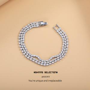 Fashion Chain <b>Bracelet</b> <b>Copper</b> Alloy Zircon Channel Setting Multi Strand Elegant Jewelry for Women - Product Image 2