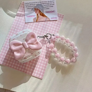 Funda protectora para auriculares AirPods de 4.ª generación, lazo rosa con cordón rosa - Product Image 4