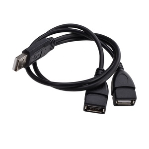 Câble adaptateur d'extension de cordon d'alimentation USB 2.0 noir mâle vers 2 femelles <span class=keywords><strong>Jack</strong></span> Y Splitter Hub pour PC portable - Product Image 6
