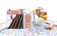 Aire de jeux intérieure sur le thème de l'espace, tour de fusée, toboggan en spirale, piscine à balles, piscine à sable pour centre commercial FEC