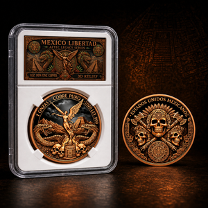 2026 Mexico Libertad Aztec 1 Oz .999 Pièce de monnaie en cuivre pur, pièce de défi Serpent, souvenir de collection avec support de présentation étiqueté - Product Image 1