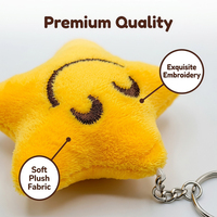 Porte-clés en peluche étoile en gros, jouet en peluche doux et émotionnel, breloque de sac étoile jaune avec expressions variées, cadeau amusant et portable