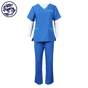 عينة مجانية حسب الطلب تصميم الأزياء أزياء طب الأسنان مستشفى استخدام المنزلي موحدة ممرضة الزي الرسمي الأزرق