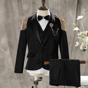 Ensemble de smoking <span class=keywords><strong>blanc</strong></span> classique de haute qualité pour garçons <span class=keywords><strong>Blazer</strong></span> brillant pour enfants Party Performance Wear - Product Image 4