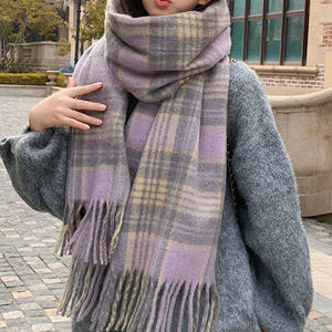 新しいファッション韓国スタイルチェック柄スカーフ女性用冬秋と冬の暖かい伝統的なスカーフ & ショール - Product Image 5