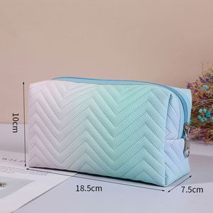 Sac de maquillage en nylon PU dégradé tridimensionnel, sac de toilette portable de voyage, sac à cosmétiques, fabriqué en usine BSCI - Product Image 6