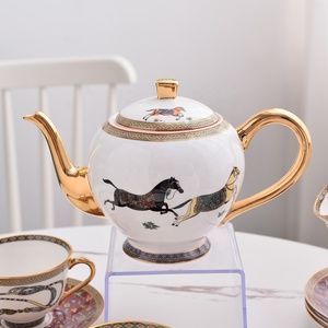 Ensemble de tasses à café en céramique de luxe royal de haute qualité, bordure dorée, design rose britannique, ensemble de 15 pièces pour la réception d'hôtel - Product Image 4