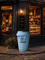 Große Umweltfreundliche Tier-Kaffeetassen-Skulpturen aus Harz für Kaffeehaus-Schaufenster Kommerzielle Dekoration