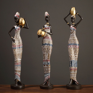 African-style Resin Figure Sculpture Abstract Geometric Pattern Tabletop <b>Decor</b> Handmade Single-piece Package - Product Image 1