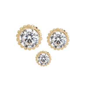 शाश्वत धातु 18k ठोस सोने की प्रपोंग सेट राउंड क्राउन डायमंड थ्रेडलेस शीर्ष भेदी गहने - Product Image 2